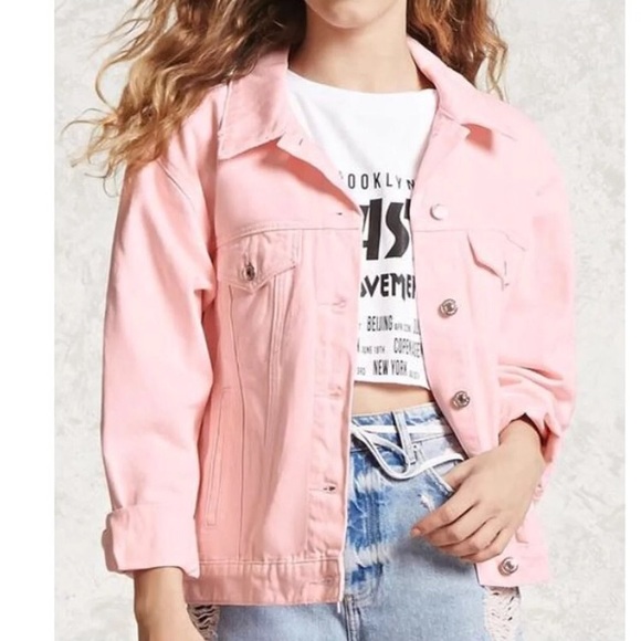 oversized pink jean jacket